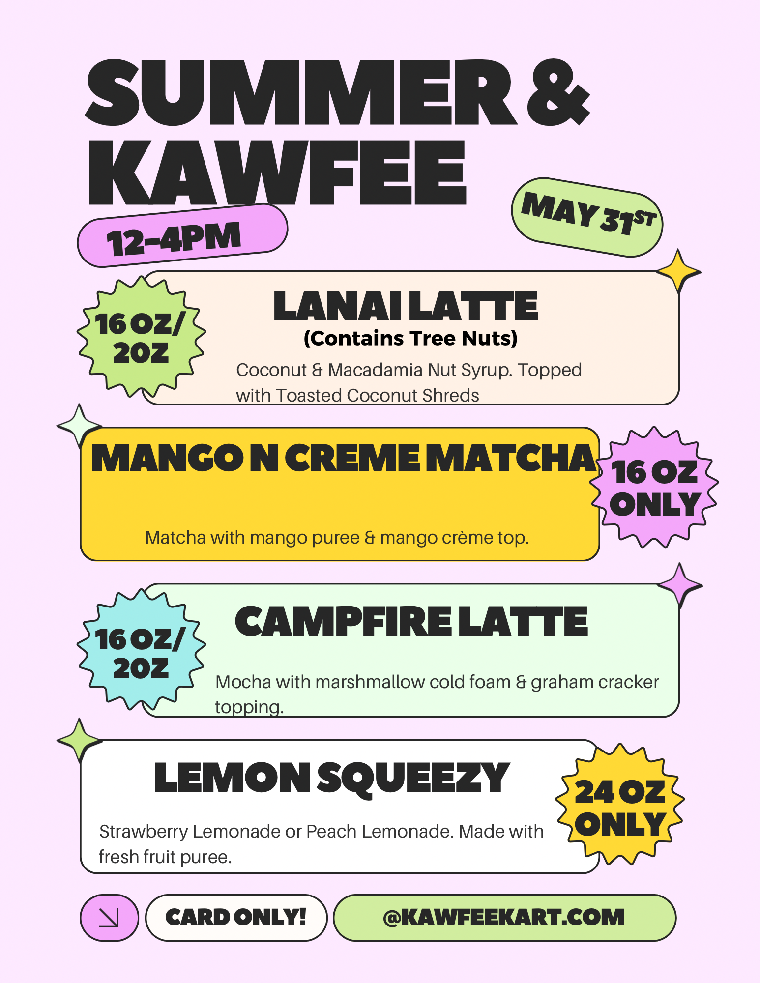 Summer Drinks Menu