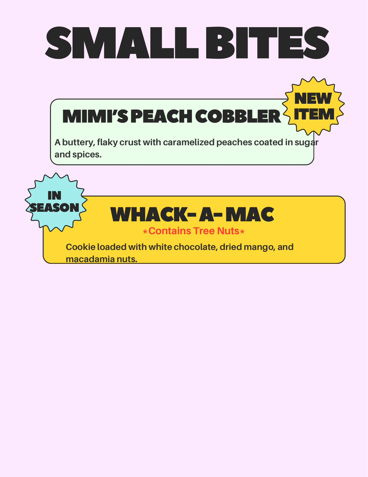 Summer Treats Menu